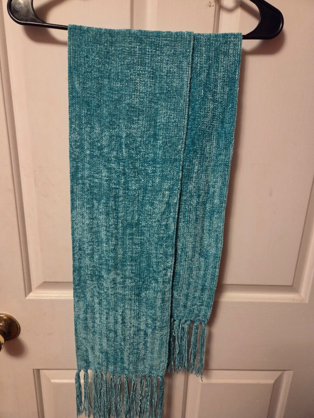 Chenille or Boucle Teal Scarf.